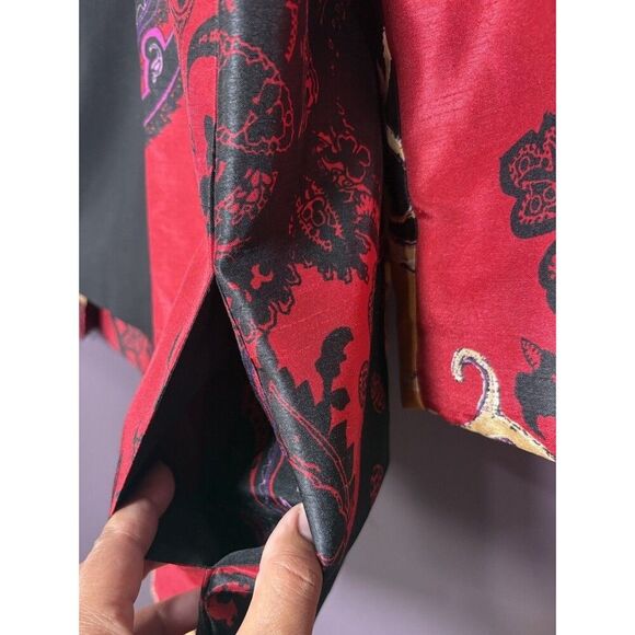 CHICO'S Jacket Size 2 Large Multicolor Tapestry Print Open Cardigan Blazer - Picture 13 of 14